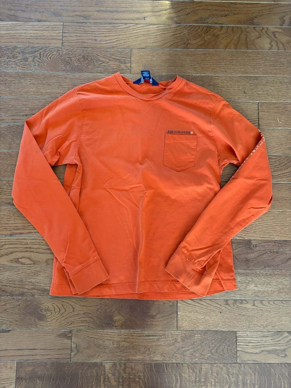 Abercrombie & Fitch Orange Long Sleeve Pocket T-Shirt Size L